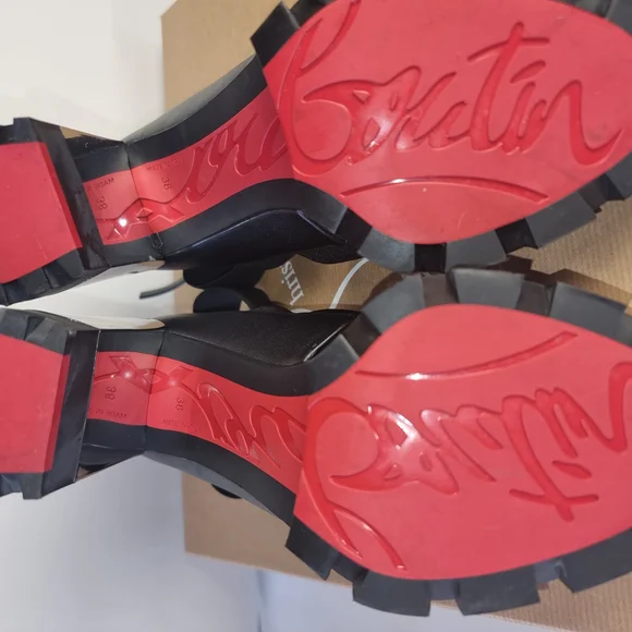 Christian Louboutin Patrouiagoma Platform Black & Nickel Sz. 38 W/elastic Straps - Picture 4 of 14